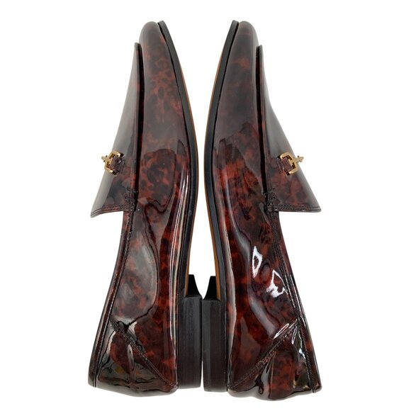 Sam Edelman Loraine Faux Patent Leather Loafers Tortoiseshell Gold Bit Size 10M - Picture 5 of 11